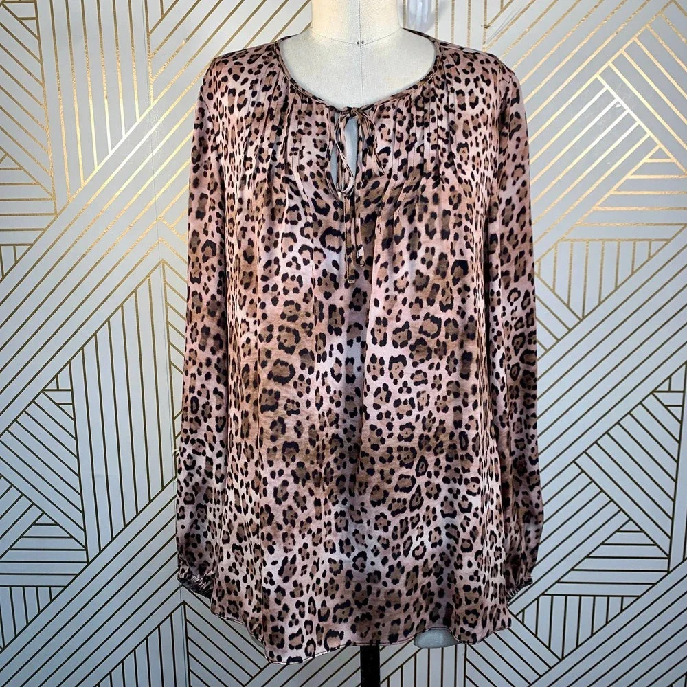 Kobi Halperin Leopard Animal Print Silk Blouse